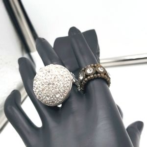 🍒2 Elastic Ring With Clear Stones.